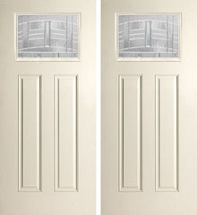 WDMA 68x80 Door (5ft8in by 6ft8in) Exterior Smooth MaplePark Craftsman Lite 2 Panel Star Double Door 1