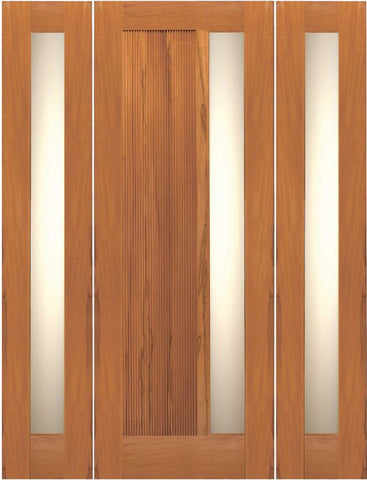 WDMA 68x80 Door (5ft8in by 6ft8in) Exterior Tropical Hardwood Contemporary Single Door Two Sidelights Insulated Matte Glass 1