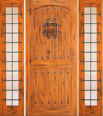 WDMA 68x80 Door (5ft8in by 6ft8in) Exterior Knotty Alder Door with Two Sidelights External Speakeasy 1