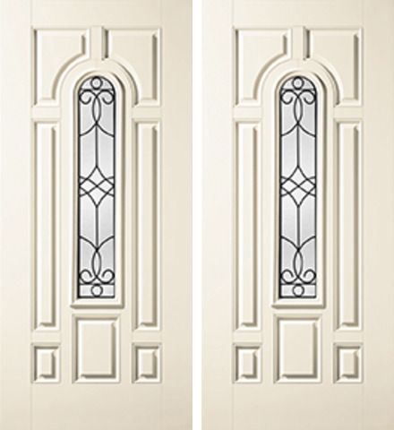 WDMA 68x80 Door (5ft8in by 6ft8in) Exterior Smooth Salinas Center Arch Lite 7 Panel Star Double Door 1