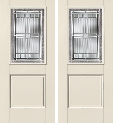 WDMA 68x80 Door (5ft8in by 6ft8in) Exterior Smooth SaratogaTM Half Lite 1 Panel Star Double Door 1