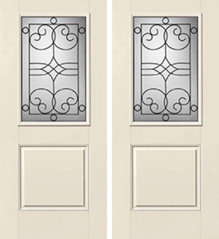 WDMA 68x80 Door (5ft8in by 6ft8in) Exterior Smooth Salinas Half Lite 1 Panel Star Double Door 1
