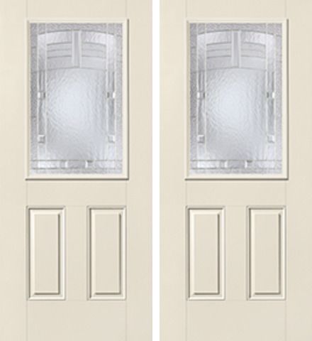 WDMA 68x80 Door (5ft8in by 6ft8in) Exterior Smooth MaplePark Half Lite 2 Panel Star Double Door 1