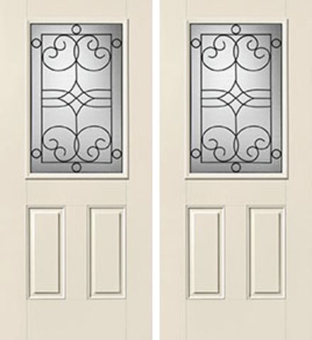 WDMA 68x80 Door (5ft8in by 6ft8in) Exterior Smooth Salinas Half Lite 2 Panel Star Double Door 1