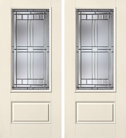 WDMA 68x80 Door (5ft8in by 6ft8in) Exterior Smooth SaratogaTM 3/4 Lite 1 Panel Star Double Door 1