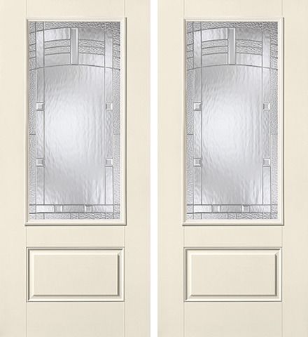 WDMA 68x80 Door (5ft8in by 6ft8in) Exterior Smooth MaplePark 3/4 Lite 1 Panel Star Double Door 1