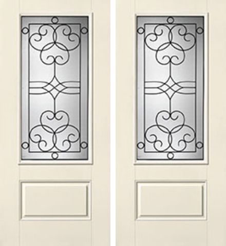 WDMA 68x80 Door (5ft8in by 6ft8in) Exterior Smooth Salinas 3/4 Lite 1 Panel Star Double Door 1