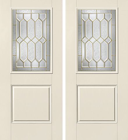 WDMA 68x80 Door (5ft8in by 6ft8in) Exterior Smooth CrystallineTM Half Lite 1 Panel Star Double Door 1