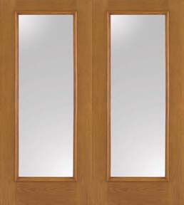 WDMA 68x80 Door (5ft8in by 6ft8in) French Oak Fiberglass Impact Door Full Lite Low-E Glass 6ft8in Double 1