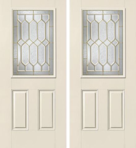 WDMA 68x80 Door (5ft8in by 6ft8in) Exterior Smooth CrystallineTM Half Lite 2 Panel Star Double Door 1