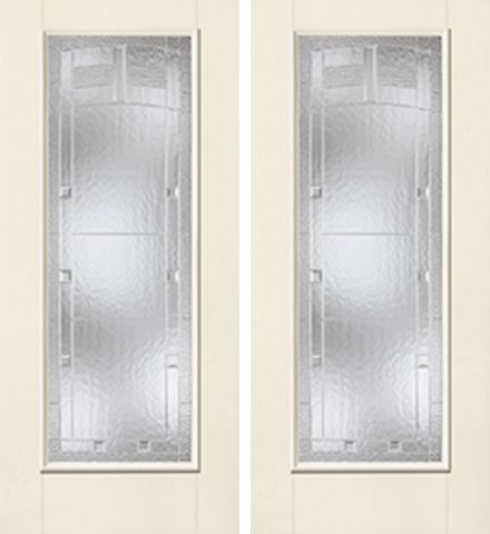 WDMA 68x80 Door (5ft8in by 6ft8in) Exterior Smooth MaplePark Full Lite W/ Stile Lines Star Double Door 1