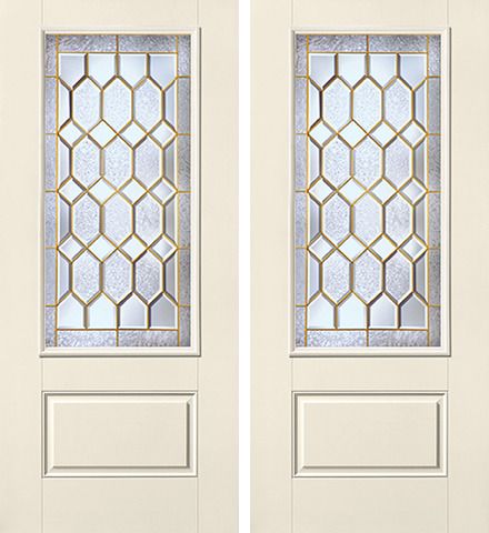 WDMA 68x80 Door (5ft8in by 6ft8in) Exterior Smooth CrystallineTM 3/4 Lite 1 Panel Star Double Door 1