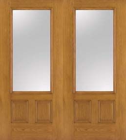 WDMA 68x80 Door (5ft8in by 6ft8in) French Oak Fiberglass Impact Door 3/4 Lite Clear 6ft8in Double 2-Panel 1