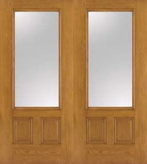 WDMA 68x80 Door (5ft8in by 6ft8in) French Oak Fiberglass Impact Door 3/4 Lite Clear 6ft8in Double 2-Panel 1