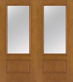 WDMA 68x80 Door (5ft8in by 6ft8in) French Oak Fiberglass Impact Door 3/4 Lite Clear 6ft8in Double 1