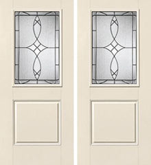 WDMA 68x80 Door (5ft8in by 6ft8in) Exterior Smooth Blackstone Half Lite 1 Panel Star Double Door 1