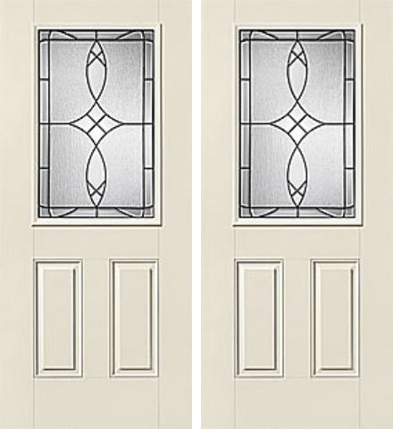 WDMA 68x80 Door (5ft8in by 6ft8in) Exterior Smooth Blackstone Half Lite 2 Panel Star Double Door 1