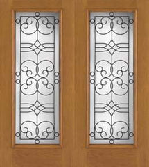 WDMA 68x80 Door (5ft8in by 6ft8in) Exterior Oak Fiberglass Impact Door Full Lite Salinas 6ft8in Double 1