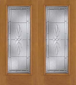 WDMA 68x80 Door (5ft8in by 6ft8in) Exterior Oak Fiberglass Impact Door Full Lite Kensington 6ft8in Double 1