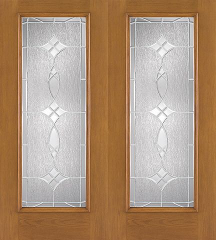 WDMA 68x80 Door (5ft8in by 6ft8in) Exterior Oak Fiberglass Impact Door Full Lite Blackstone 6ft8in Double 1