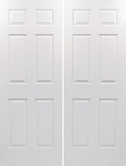 WDMA 68x96 Door (5ft8in by 8ft) Interior Swing Woodgrain 96in Colonist Hollow Core Textured Double Door|1-3/8in Thick 1