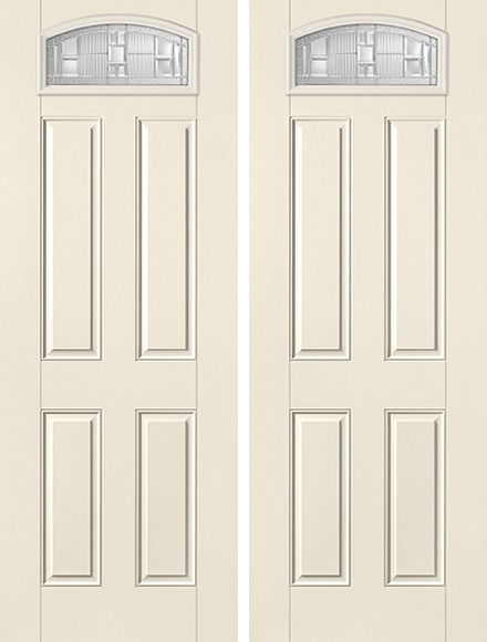 WDMA 68x96 Door (5ft8in by 8ft) Exterior Smooth SaratogaTM 8ft Camber Top Lite 4 Panel Star Double Door 1