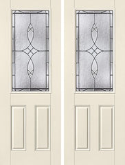 WDMA 68x96 Door (5ft8in by 8ft) Exterior Smooth Blackstone 8ft 3/4 Lite 2 Panel Star Double Door 1