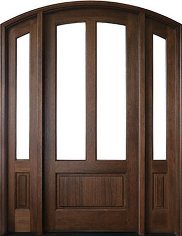 WDMA 70x96 Door (5ft10in by 8ft) French Swing Mahogany Trinity 2 Lite Single Door/2Sidelight Arch Top 2-1/4 Thick 1