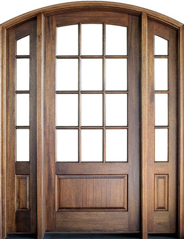 WDMA 70x96 Door (5ft10in by 8ft) French Swing Mahogany Trinity TDL 12 Lite Single Door/2Sidelight Arch Top 2-1/4 Thick 1