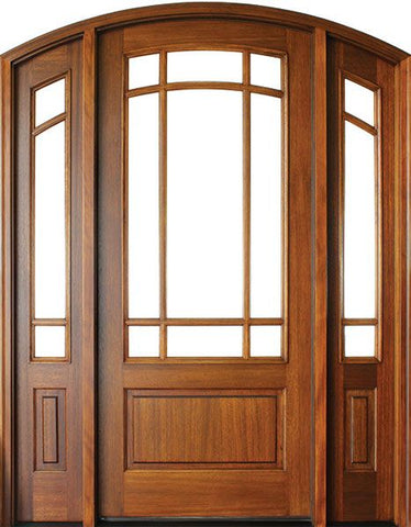 WDMA 70x96 Door (5ft10in by 8ft) Patio Swing Mahogany Trinity TDL 9 Lite Single Door/2Sidelight Arch Top 2-1/4 Thick 1