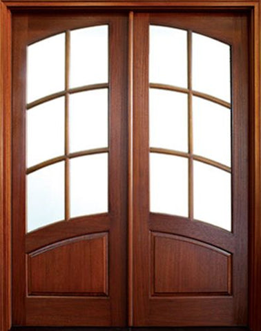 WDMA 72x108 Door (6ft by 9ft) Exterior Mahogany Aberdeen SDL 6 Lite Impact Double Door 1