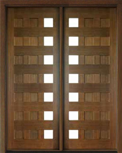 WDMA 72x108 Door (6ft by 9ft) Exterior Mahogany Milan 14 Panel 7 Lite Impact Double Door 1