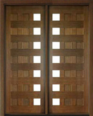 WDMA 72x108 Door (6ft by 9ft) Exterior Mahogany Milan 14 Panel 7 Lite Impact Double Door 1