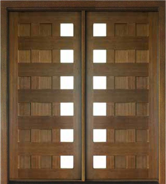 WDMA 72x108 Door (6ft by 9ft) Exterior Mahogany Milan 12 Panel 6 Lite Impact Double Door 1