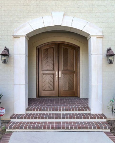 WDMA 72x108 Door (6ft by 9ft) Exterior Mahogany Manchester Solid Panel Arched Impact Double Door/Arch Top 2