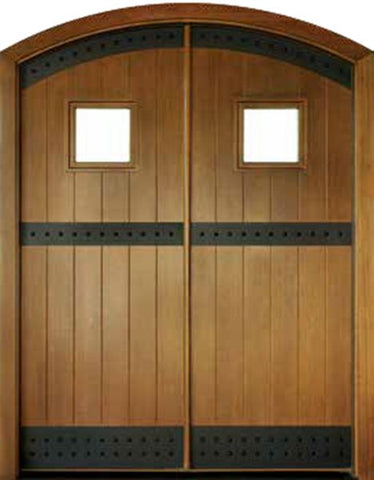 WDMA 72x108 Door (6ft by 9ft) Exterior Mahogany Aspen 3 Strap Double Door/Arch Top 1