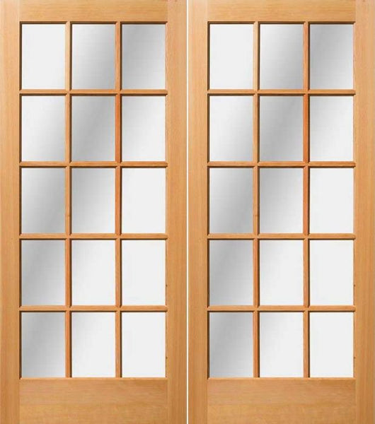 WDMA 72x84 Door (6ft by 7ft) Exterior Fir 84in 1-3/4in - 15 lites Double Door 1