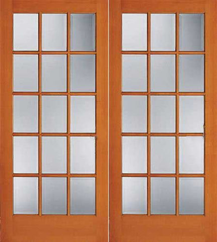 WDMA 72x84 Door (6ft by 7ft) Exterior Fir 1515 15-Lite Double Door 1