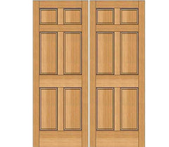 WDMA 72x84 Door (6ft by 7ft) Exterior Fir 84in 1-3/4in 6 Panel Double Door 1