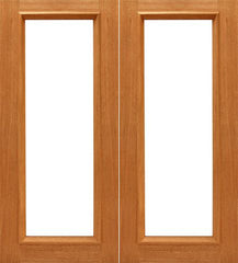 WDMA 72x84 Door (6ft by 7ft) French Mahogany 1-lite-R/M Patio Brazilian Wood Raised Moulding IG Glass Double Door 1