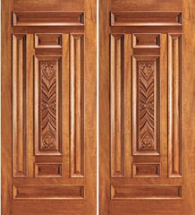WDMA 72x84 Door (6ft by 7ft) Exterior Mahogany Entry Wood Hand Carved 7 Panel Traditional Double Door 1