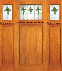 WDMA 72x84 Door (6ft by 7ft) Exterior Mahogany Stained Glass Mission Style Door and Two Sidelights 1