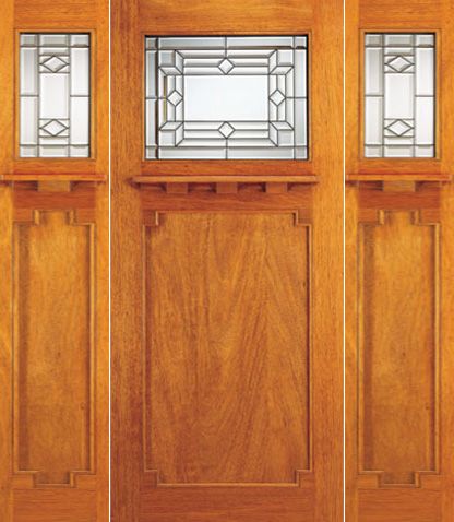 WDMA 72x84 Door (6ft by 7ft) Exterior Mahogany Craftsman Style Door and Two Sidelight Triple Glazed 1