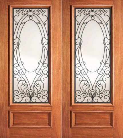 WDMA 72x84 Door (6ft by 7ft) Exterior Mahogany Victorian Ironwork Glass Double Door  1