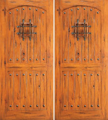 WDMA 72x84 Door (6ft by 7ft) Exterior Knotty Alder Double Door 2 Panel Speakeasy Clavos 1
