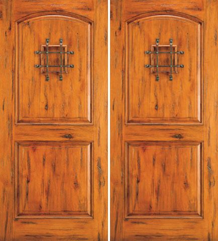 WDMA 72x84 Door (6ft by 7ft) Exterior Knotty Alder Double Door 2 Panel with Speakeasy 1