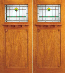 WDMA 72x84 Door (6ft by 7ft) Exterior Mahogany Double Doors Frank Lloyd Wright Glass Design 1
