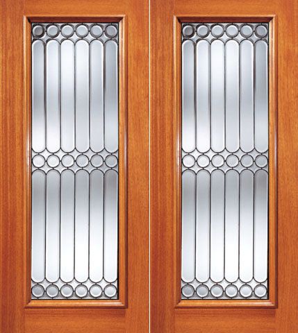 WDMA 72x84 Door (6ft by 7ft) Exterior Mahogany Symmetrical Design Beveled Glass Double Door Full lite 1