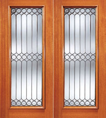 WDMA 72x84 Door (6ft by 7ft) Exterior Mahogany Symmetrical Design Beveled Glass Double Door Full lite 1