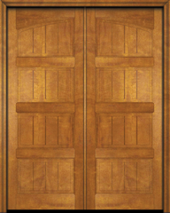 WDMA 72x84 Door (6ft by 7ft) Exterior Barn Mahogany 4 Panel V-Grooved Plank Rustic-Old World or Interior Double Door 1